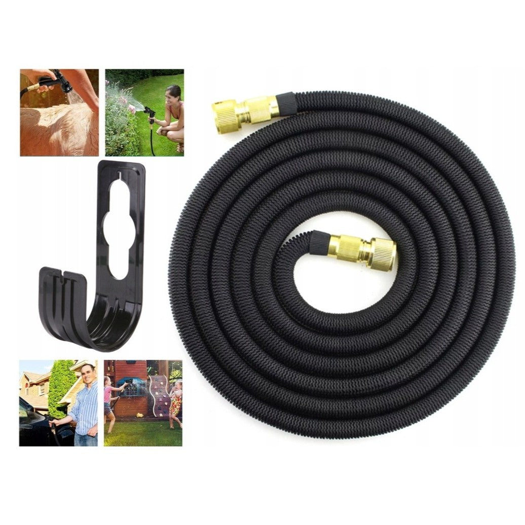 Furtun de gradina, Zola®, flexibil si extensibil, cap de prindere, saculet de depozitare, 20-60 m, negru Furtun de gradina, Zola®, flexibil si extensibil, cap de prindere, saculet de depozitare, 20-60 m, negru
